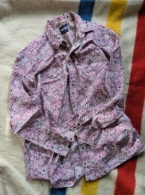 Wrangler Pink and White Pearl Snap Western Shirt XL Tall